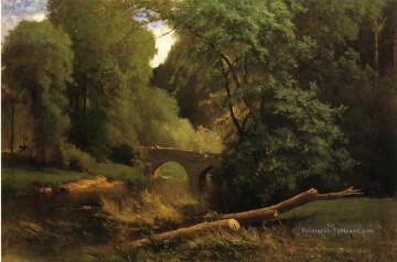 Pont de Cromwells paysage Tonaliste George Inness Forêt Peinture à l'huile
